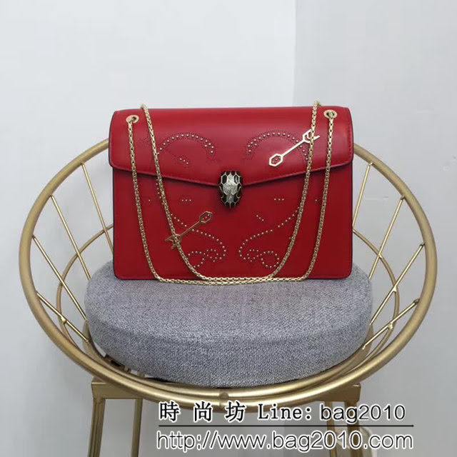 BVLGARI寶格麗 Serpenti Forever 心形靈蛇圖 小牛皮翻蓋包 285884 FYD1077
